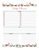 Printable Floral Daily Schedule