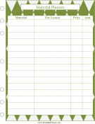 Printable Lesson Material Planner