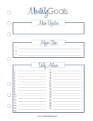 Printable Monthly Goal Planner