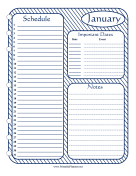 Printable Monthly Planner January