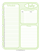 Printable Monthly Planner July