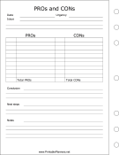 Printable PROs and CONs - Left