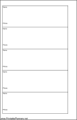 Printable Small Cahier Planner Phone List - Left