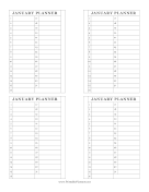 Printable Small Monthly Planner January