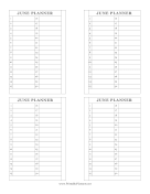 Printable Small Monthly Planner June