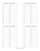 Printable Small Monthly Planner March