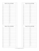 Printable Small Monthly Planner May