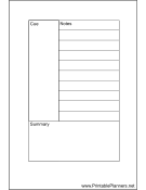 Printable Small Organizer Cornell Note Page - Right