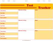 Printable Student Planner — Test Tracker