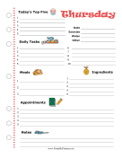 Printable Thursday Planner Kawaii