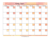 Printable Watercolor Monthly Calendar