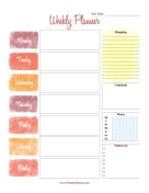 Printable Watercolor Weekly Planner