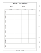 Printable Weekly Food Journal - Left