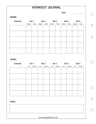 Printable Workout Journal - Left